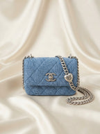 Chanel  | Blue Quilted Denim & Lace with Silver Chain – LisaLuxuryhub