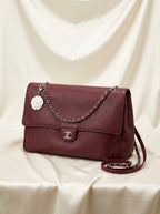 Chanel Large Flap Bag | Burgundy Grained Leather with Silver CC Hardware – | LisaLuxuryHub