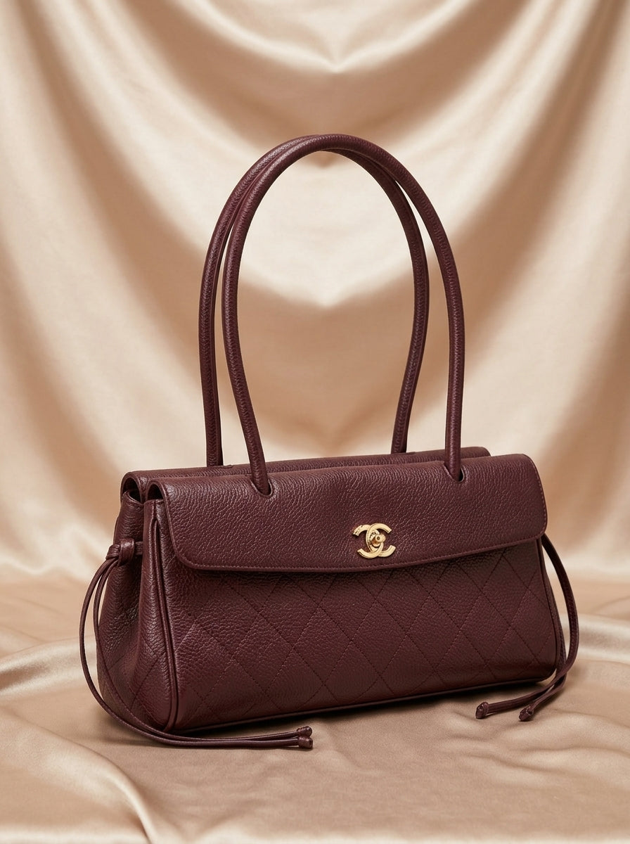 Chanel Structured Tote Bag | Burgundy Grained & Quilted Leather –| LisaLuxuryHub