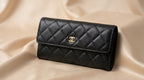 Chanel Long Flap Wallet | Black Caviar Leather with Gold CC Hardware –| LisaLuxuryHub