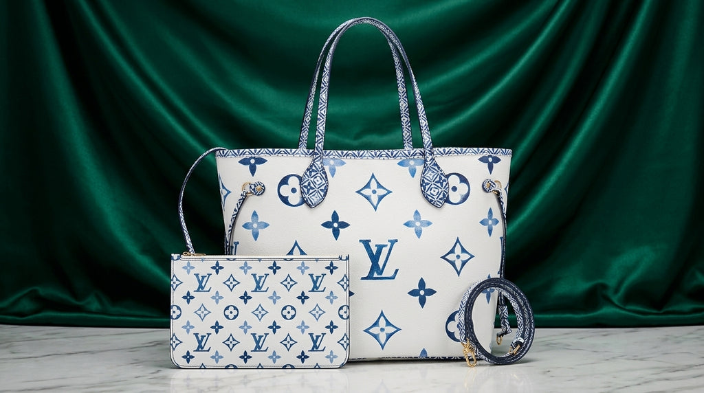 Louis Vuitton Neverfull Tote – Blue Monogram Canvas With Pouch