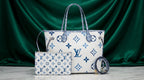 Louis Vuitton Neverfull Tote – Blue Monogram Canvas With Pouch