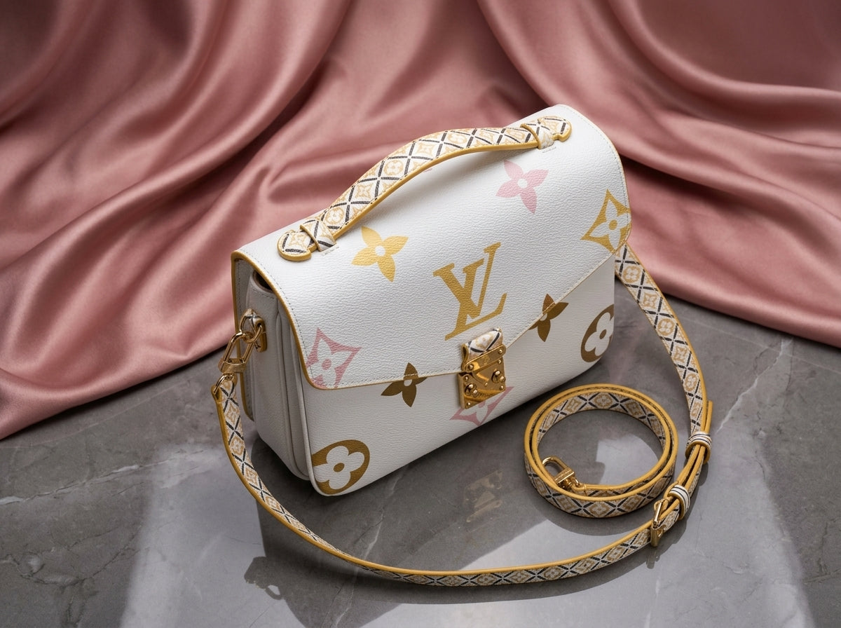 LOUIS VUITTON Luxury White Multicolor; Messenger Bag