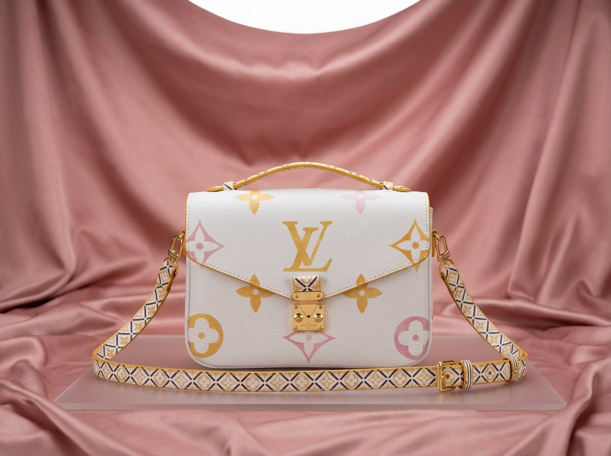 LOUIS VUITTON Luxury White Multicolor; Messenger Bag
