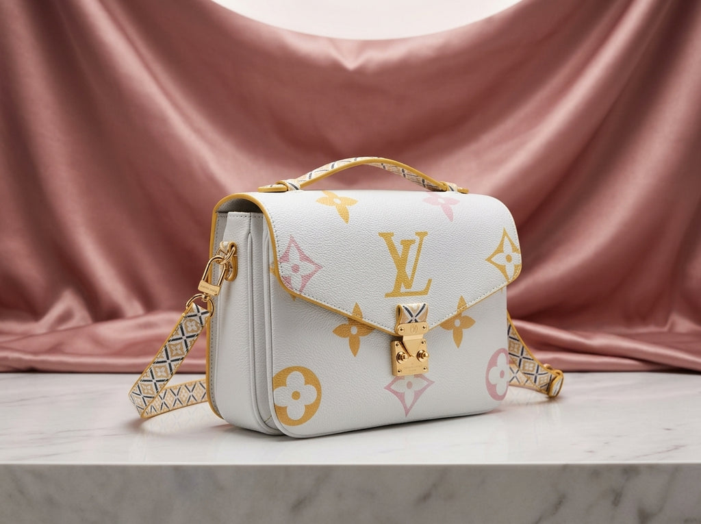 LOUIS VUITTON Luxury White Multicolor; Messenger Bag
