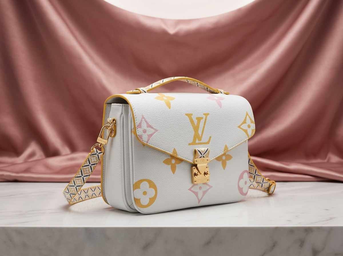 LOUIS VUITTON Luxury White Multicolor; Messenger Bag